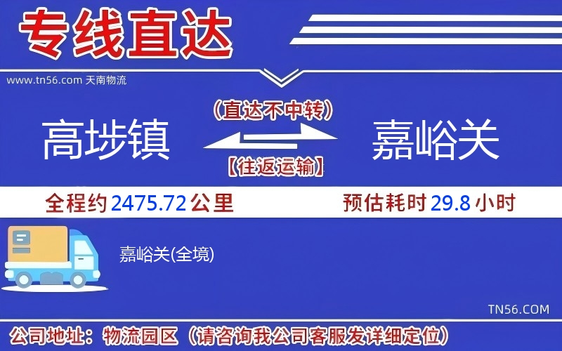 高埗镇到嘉峪关物流公司 高埗镇到嘉峪关物流公司